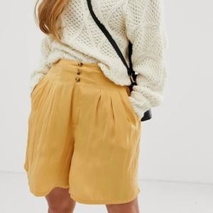 FREE PEOPLE Yellow Brittany Beach Shorts